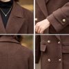 Women's 2025 Winter Double Breasted Wool Coat Warm Midi Long Dressy Trench Coat Peacoat