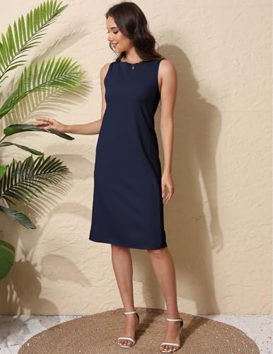 Women Business Sheath Midi Dress, 2025 Summer Sleeveless A-line Slimming Work Pencil Skirt
