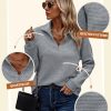 Women Tops Quarter Zip Fall Winter Tunics Casual Oversized Pullover Ribbed Quilted V Neck Collared Outfits Loose 2025