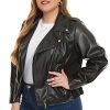 Women's Faux Leather Jackets, Zip Up Motorcycle Short PU Moto Biker Outwear Fitted Plus Size Coat
