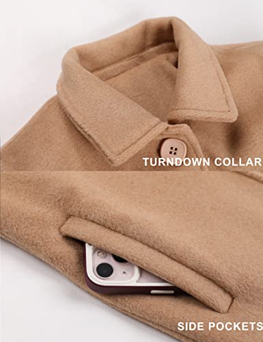 Womens Pea Coat Elegant Overcoat Single Breasted Winter Coat Dress Coat with Pockets