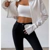 Women's Cropped Button Down Shirts Long Sleeve Collared Crop Tops Office Work Business Outfits