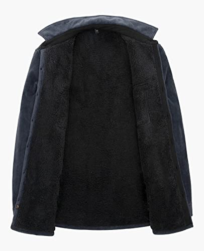 Mens Sherpa Fleece Lined Flannel Shirt Jacket Warm Button Down Plaid Shirt-Jac