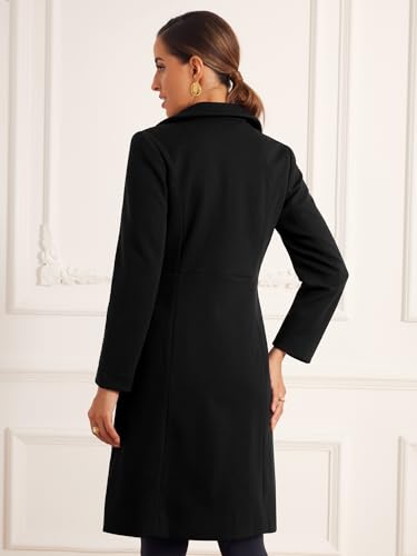 Winter Trench Coat for Women Overcoat Peter Pan Collar Single Breasted Long Pea Coat