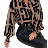 Women's Graphic Print Long Lantern Sleeve Collar Neck Button Front Blouse Shirt Top