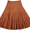 Girls Uniform School Church Velour Pleated Knee Length Panel Skirt