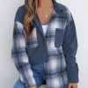 Women's Color Block Corduroy Shirts Long Sleeve Button Down Boyfriend Blouses Tops