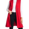 Womens Long Wool Vest Fall Winter Sleeveless Blazer Jackets Wool Coat