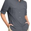 Women's UPF 50+ Long Sleeve Fishing Shirts UV Sun Protection Quick Dry Button Down Safari Hiking Travel Shirts