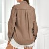 Jean Shirts for Women Denim Button Down Long Sleeve Western Blouse Chambray Casual Collared Denim Tops Camel S
