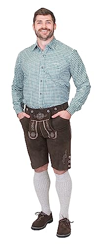 German Green Lederhosen Button Down Longsleeve/Shortsleeve Shirt