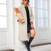Womens Wool Coat Notch Lapel Winter Long Single Breasted Peacoat Trench Overcoat