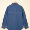 Women Denim Shirts Oversized Long Sleeve Button Down Blouse V Neck Casual Top Shackets