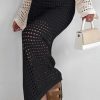 Womens Sexy Eyelet Crochet Knit Ankle Length Long Pencil Straight Skirts