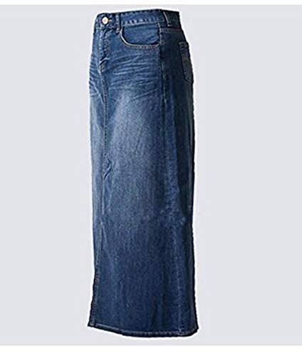 Women's Maxi Pencil Jean Skirt- High Waisted A-Line Long Denim Skirts for Ladies- Blue Jean Skirt