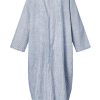 Women's Casual Long Sleeve Button Down Loose Striped Cotton Maxi Shirt Dress