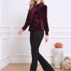 Vintage Velvet Top for Women Fall Winter Collared Long Sleeve Button Down Shirt