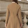 Women's Single Breasted Coat A Line Mid-Long Peacoats Outerwear Winter Coats