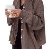 Womens Waffle Knit Shacket Oversized Button Down Shirt Jacket Lightweight Spring Outfits Clothes