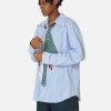Button Down Shirts Unisex Necktie Print Stripe Long Sleeve Shirt Casual Streetwear Shirts