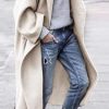 Women's Winter Pea Coat Notch Lapel Single Breasted Oversized Long Casual Wool Blend Overcoat