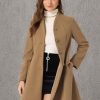 Women's Single Breasted Coat A Line Mid-Long Peacoats Outerwear Winter Coats