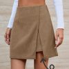 Womens Corduroy Mini Skirt Casual High Waisted Side Slit A-line Bodycon Work Pencil Skirts with Shorts