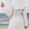 Women Trench Coat Double-Breasted Classic Lapel Long Fall Overcoat Belted Slim Winter Outerwear Coat