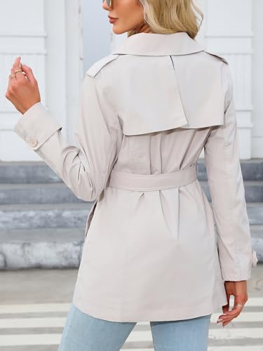 Women Trench Coat Double-Breasted Classic Lapel Long Fall Overcoat Belted Slim Winter Outerwear Coat