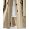 Women's Single Breasted Mid-Length Trench Coat Puff Sleeve Lapel Overcoat Windproof Classic Outerwear