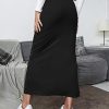 Women's Split Ribbed Knit Bodycon Maxi Skirt High Waisted Side Slit Pencil Long Skirts Summer Trendy 2025