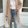 Womens Long Pea Coats Open Front Lapel Jackets Casual Belted Trench Coat Overcoats with Pockets