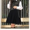 Girls Elastic Waist A-Line Panel Unifrom Skater Skirt