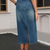 Women's Denim Skirt High Waisted Split Back Pockets Casual Pencil Midi Jean Skirts