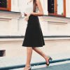 Women’s A-Line Circle Skater Knee Length Skirt- Elastic Waist Business Office Skirt