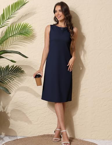 Women Business Sheath Midi Dress, 2025 Summer Sleeveless A-line Slimming Work Pencil Skirt