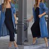 Women's Casual Double Breasted Long Denim Trench Coat Jean Jacket Trenchcoat with Belt Duster Coat