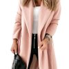 Womens Notched Lapel Collar Coats Open Front Long Jackets Overcoat with Belt