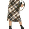 Womens Flannel Plaid Straight Vintage A Line Midi Length Long Pencil Skirt