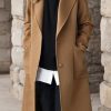 Women's Winter Casual Single Breasted Long Wool Coat Formal Office Wool Overcoat