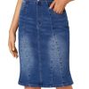 Women's Denim High Waisted Knee Length Pencil Mermaid Stretch Jean Skirt