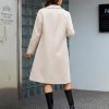 Women's Winter Wool Coat Mid-Long Notch Lapel Single Breasted Peacoat Casual Trench Coats Outwear