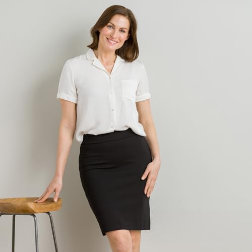 Women's Ecofabric Ponte Pull On Stretch Above Knee Classic Pencil Skirt, Fitted