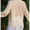 Women's Chiffon Blouses Dressy Peasant Tops Boho Sheer Ruffle Bishop Long Sleeve Button Down Shirt