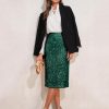 Women's High Waist Sequin Skirt Sparkly Midi Skirts Party Cocktail Bodycon Back Slit