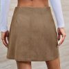 Womens Corduroy Mini Skirt Casual High Waisted Side Slit A-line Bodycon Work Pencil Skirts with Shorts