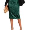 Women's High Waist Sequin Skirt Sparkly Midi Skirts Party Cocktail Bodycon Back Slit