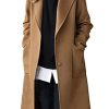Women's Winter Casual Single Breasted Long Wool Coat Formal Office Wool Overcoat