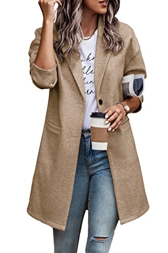 Women Plaid Shacket Jacket Trendy Fall Casual Button Wool Blend Tartan Trench Coat Winter Clothing with Pockets