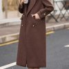 Women's 2025 Winter Double Breasted Wool Coat Warm Midi Long Dressy Trench Coat Peacoat